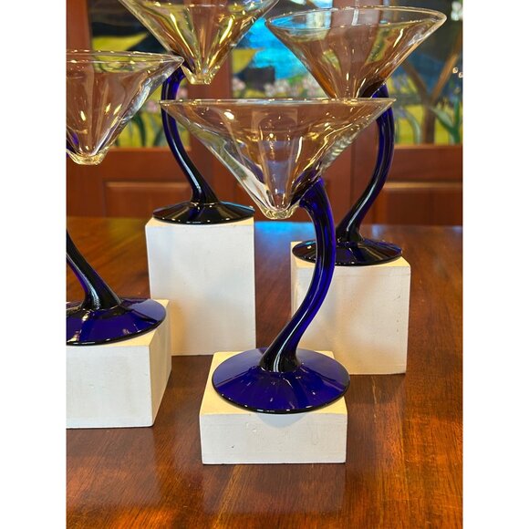 Martini Cobalt Blue Libbey Bravura Glasses. - Picture 4 of 13